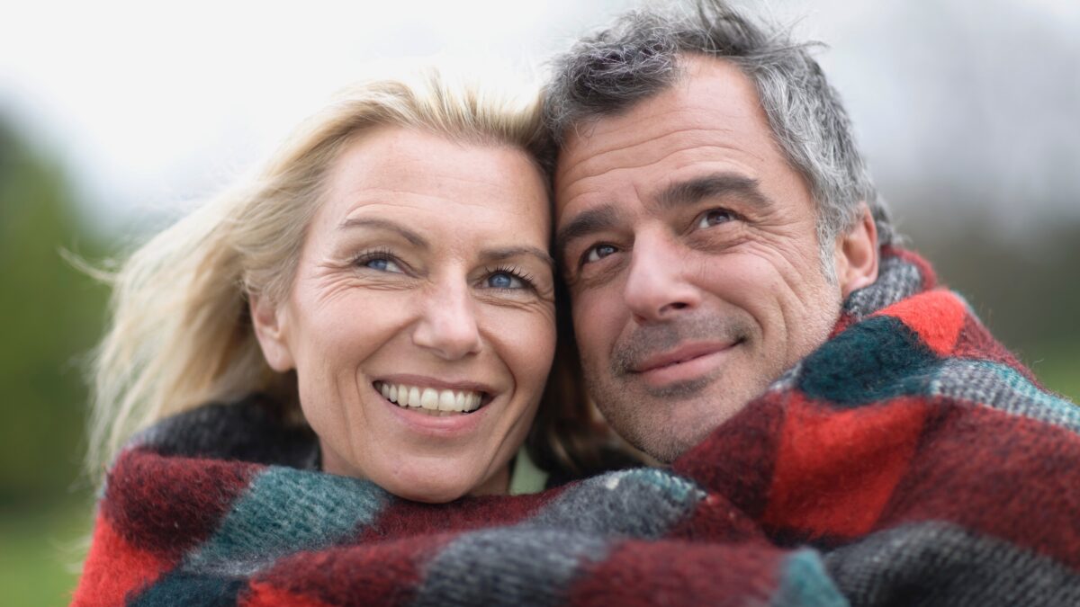 Couple in blanket
